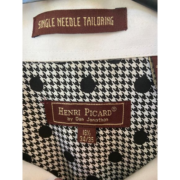 Henri Picard Don Jonathan Button Down Bold Pattern Dress Shirt 18-1/2 34/35 - Picture 4 of 7